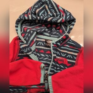 The North Face Baby Girl Glacier Full-Zip Hoodie. Size 6-12 Months. Pink, Green